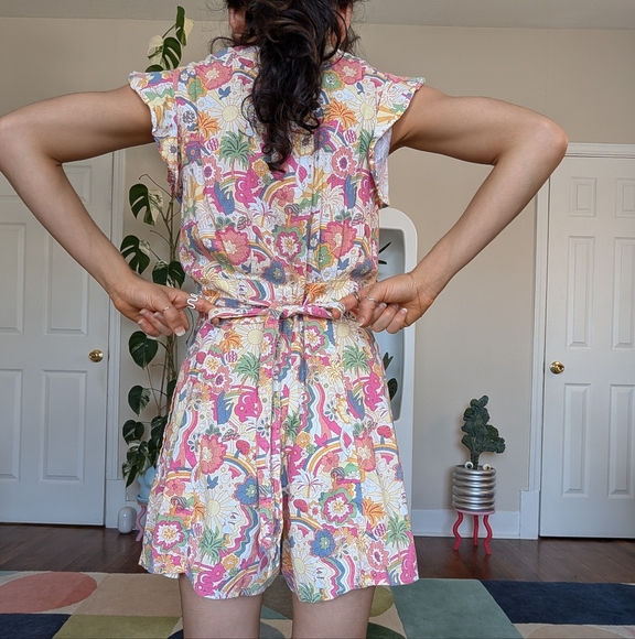 Marine Layer Camila floral romper in groovy print - Picture 6 of 7